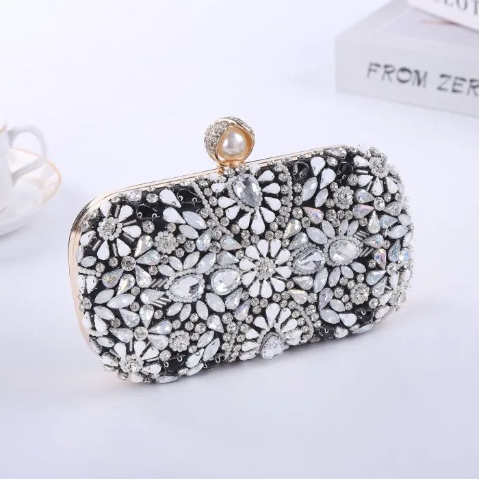 Crystals Embellished evening bags in Black