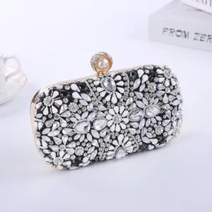 Crystals Embellished evening bags in Black