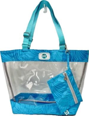CST- Turquoise Hawaiian Print Clear Stadium Tote Bag