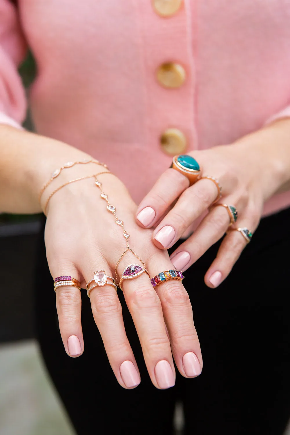 Double Pave Morganite Ring