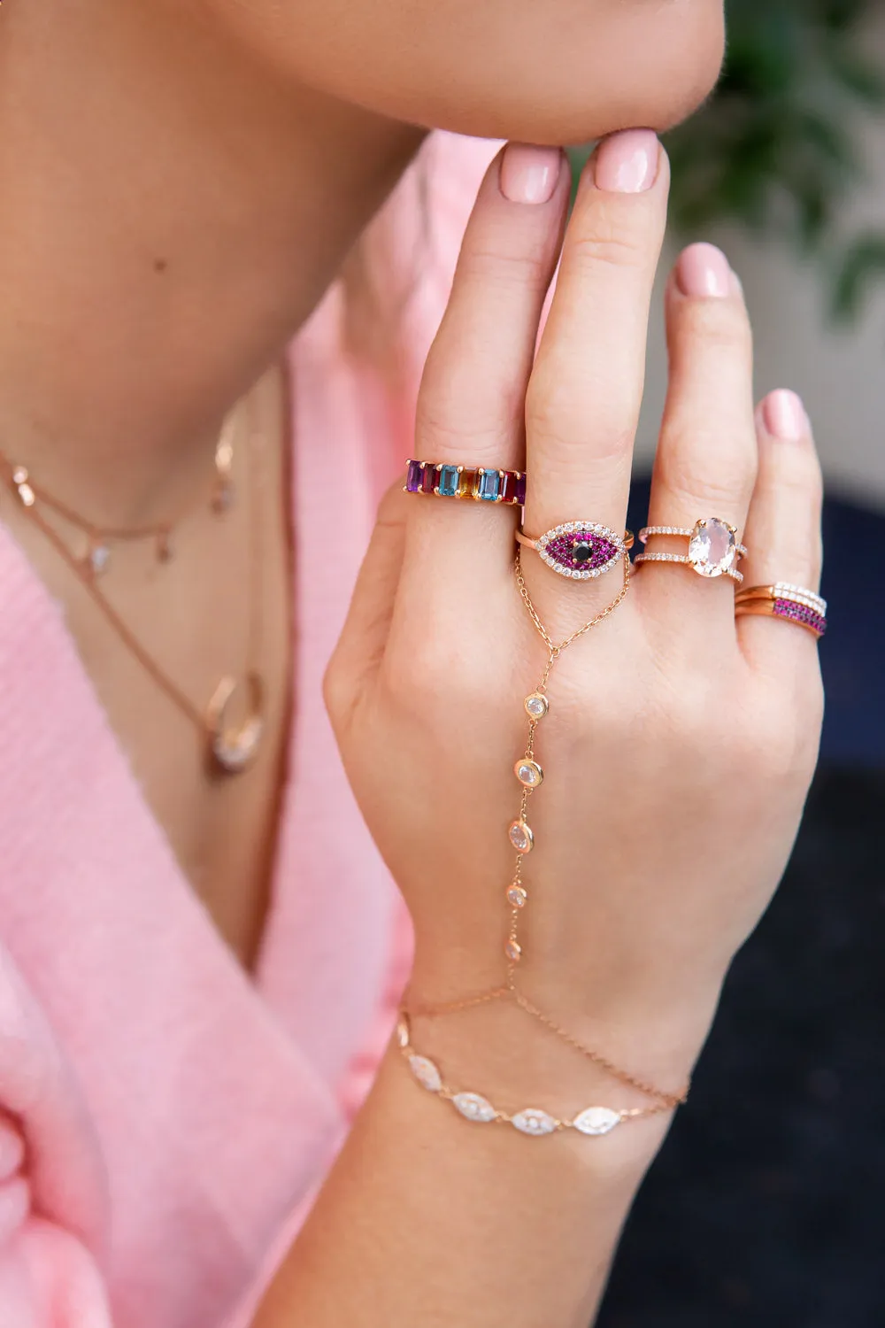Double Pave Morganite Ring