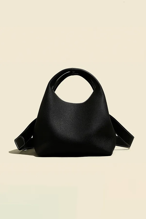Double-sided Leather Boho Bucket Handbag