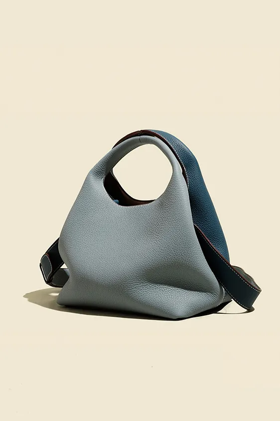 Double-sided Leather Boho Bucket Handbag