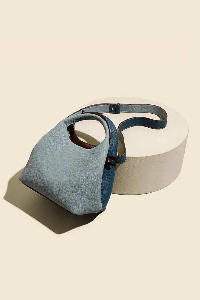 Double-sided Leather Boho Bucket Handbag