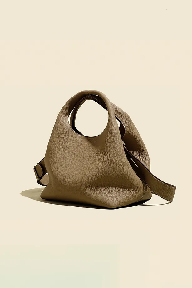 Double-sided Leather Boho Bucket Handbag