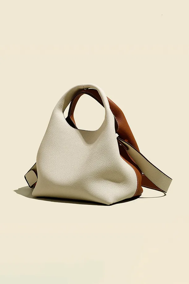 Double-sided Leather Boho Bucket Handbag