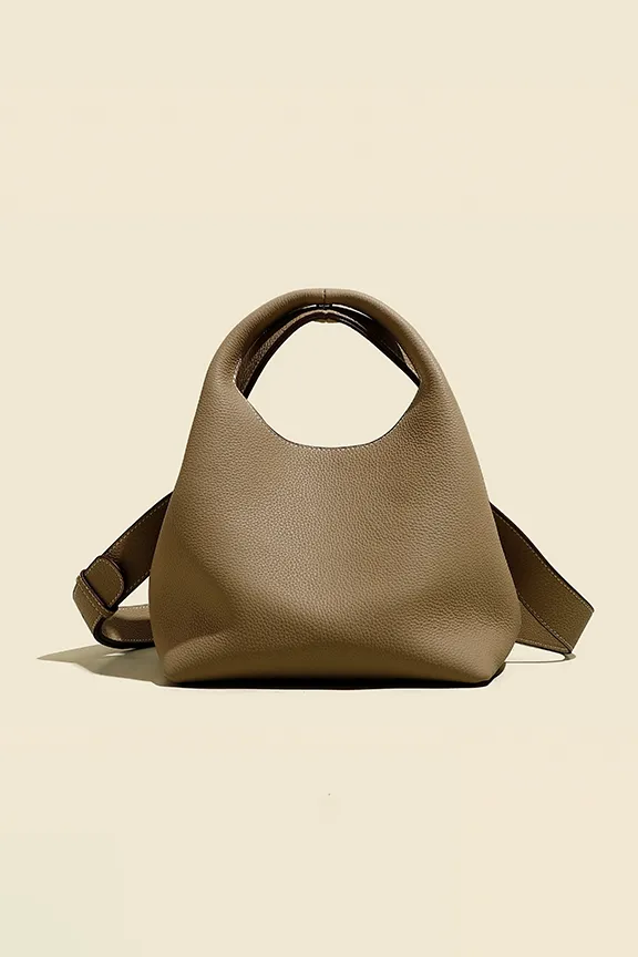 Double-sided Leather Boho Bucket Handbag