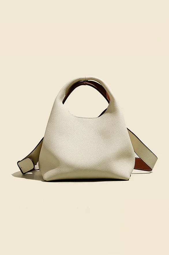 Double-sided Leather Boho Bucket Handbag