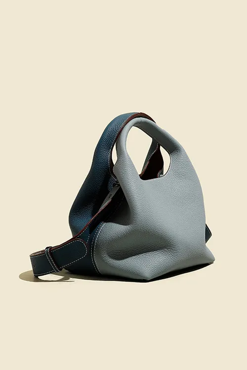 Double-sided Leather Boho Bucket Handbag