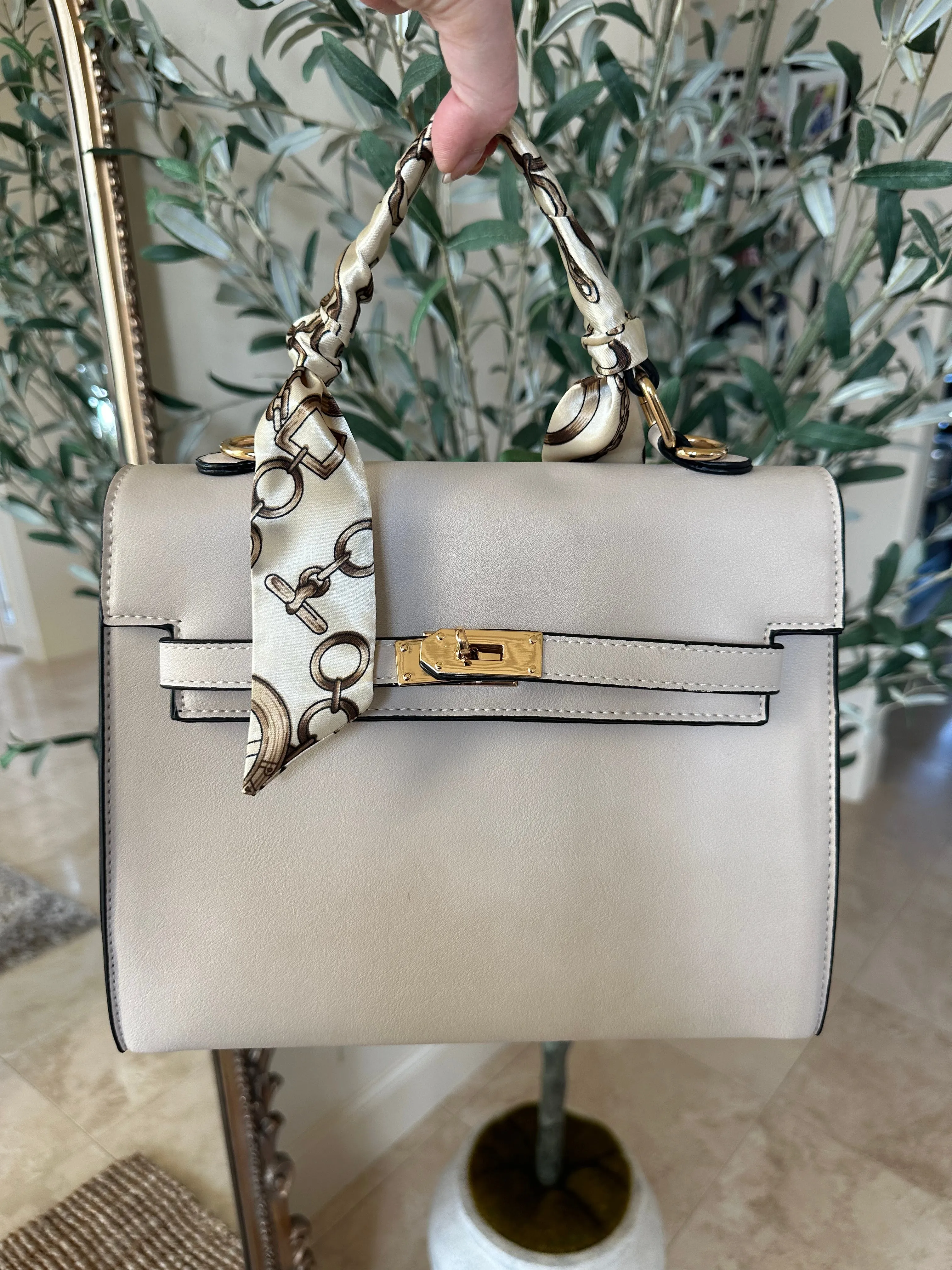 FINAL SALE!! Icon Structured Top handle Purse in Ivory