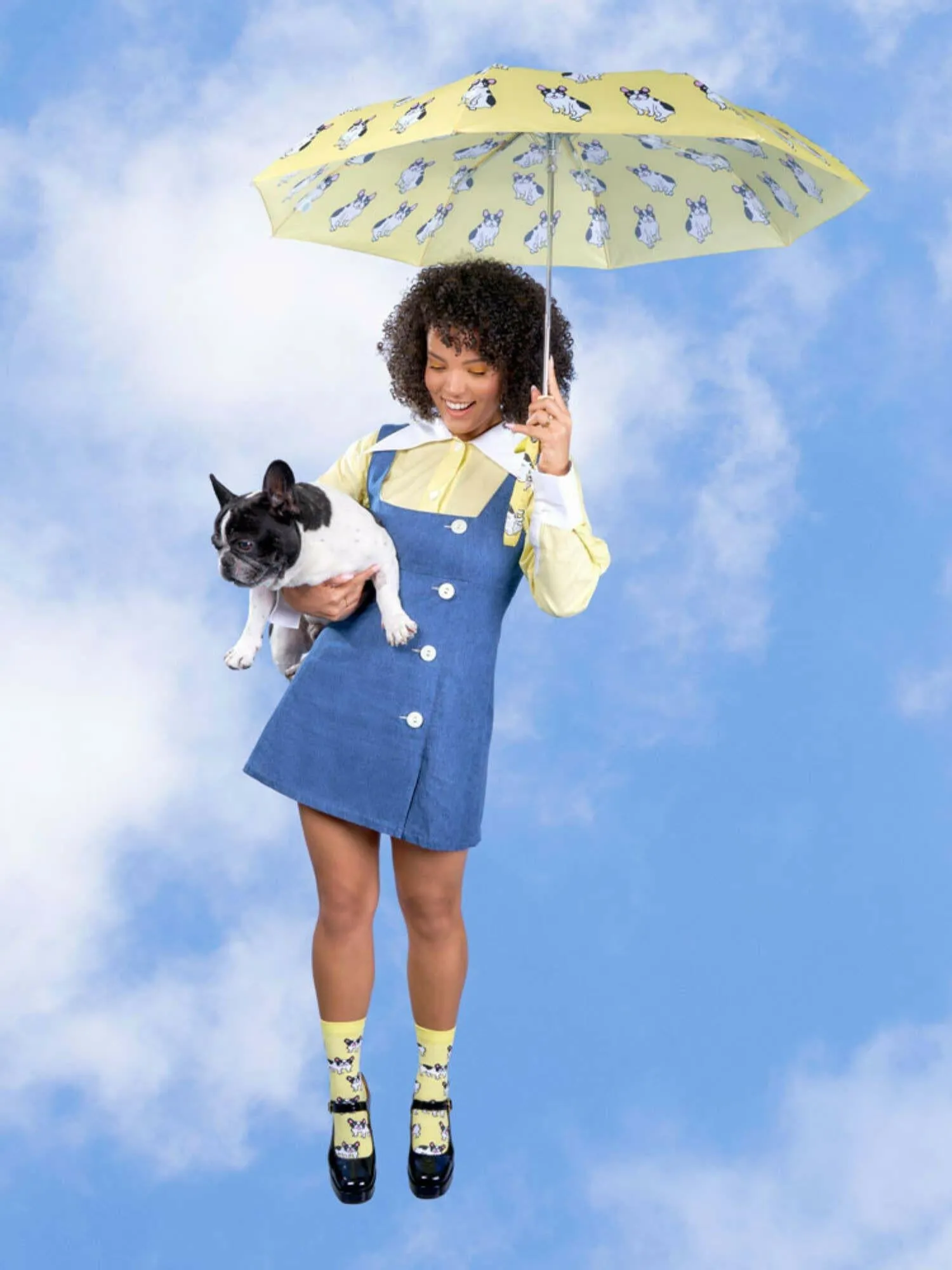 French Bulldog Yellow Eco-Friendly Compact Duck Umbrella