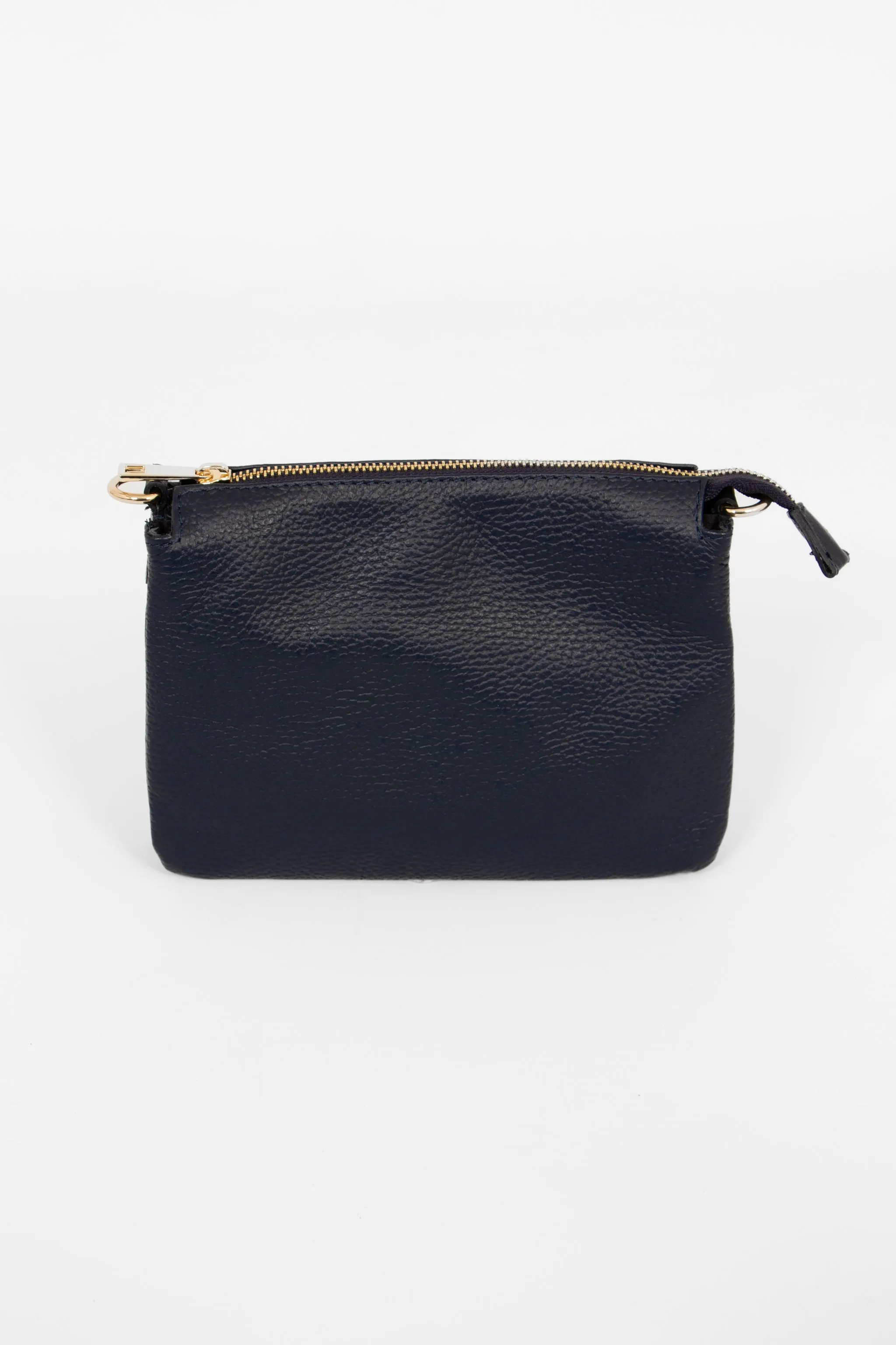Gia - Italian Leather Crossbody Bag - Navy Blue, Pebbled