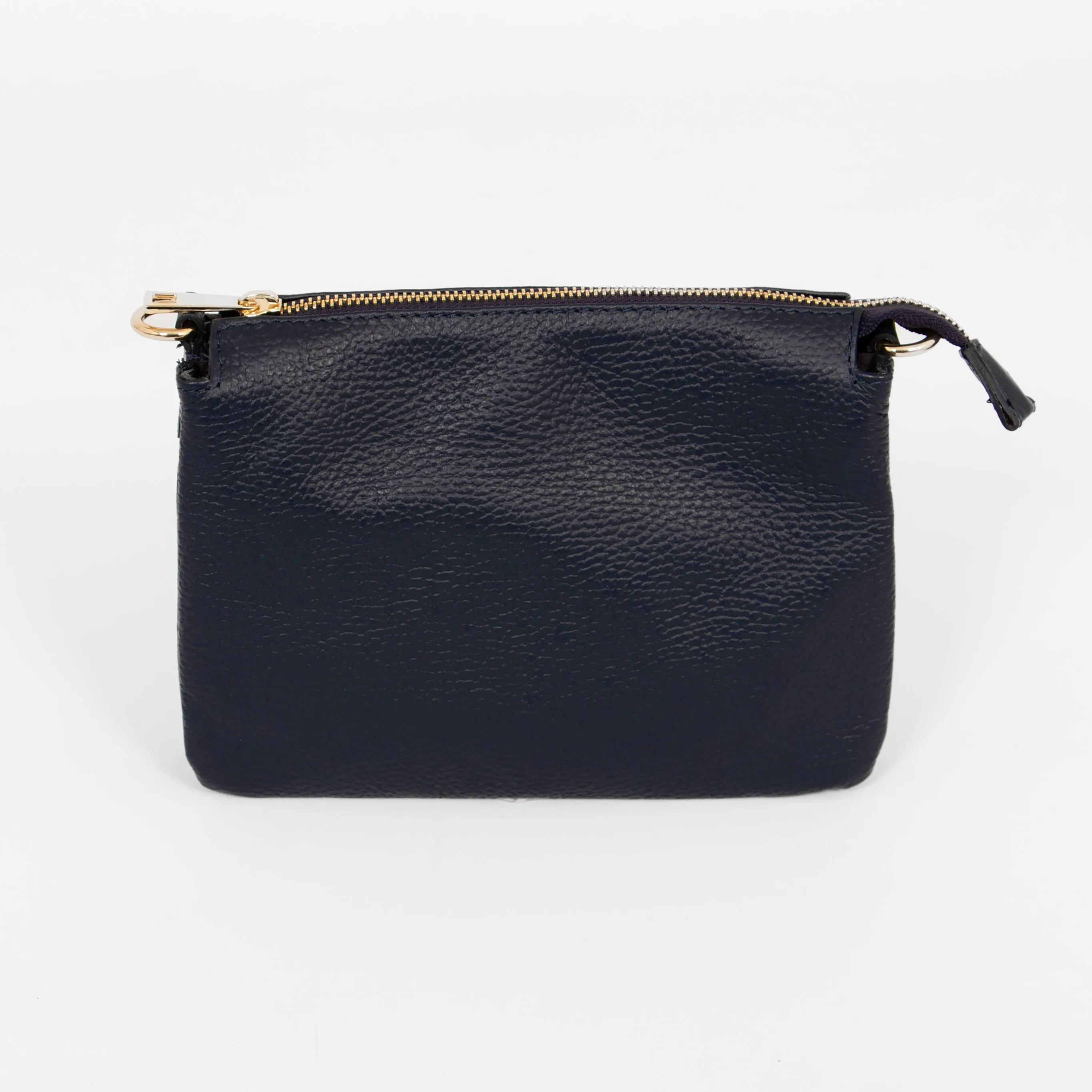 Gia - Italian Leather Crossbody Bag - Navy Blue, Pebbled