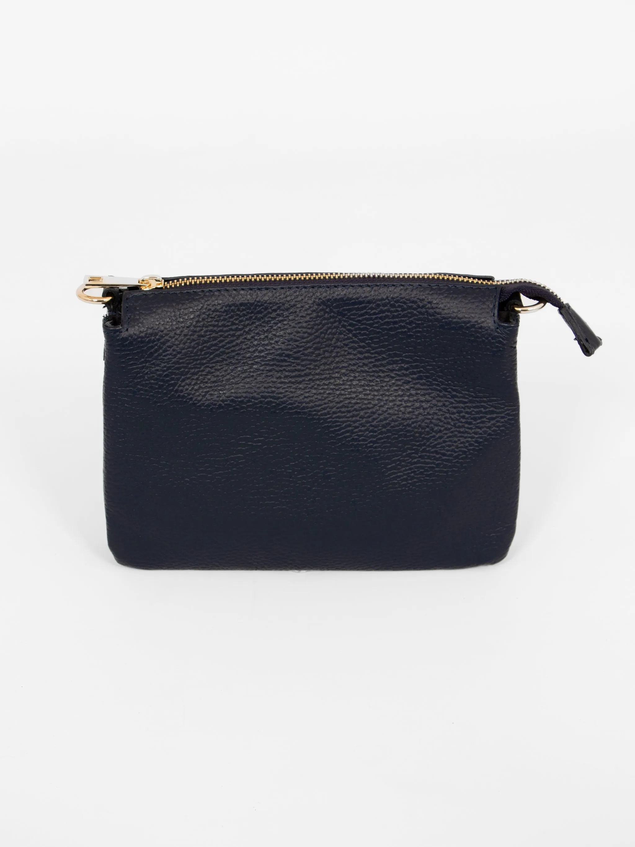 Gia - Italian Leather Crossbody Bag - Navy Blue, Pebbled