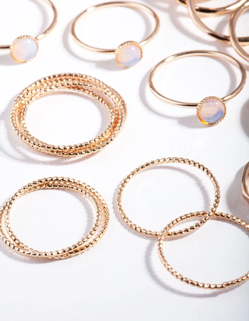 Gold Moonstone Textured Fine Ring 1Pack
