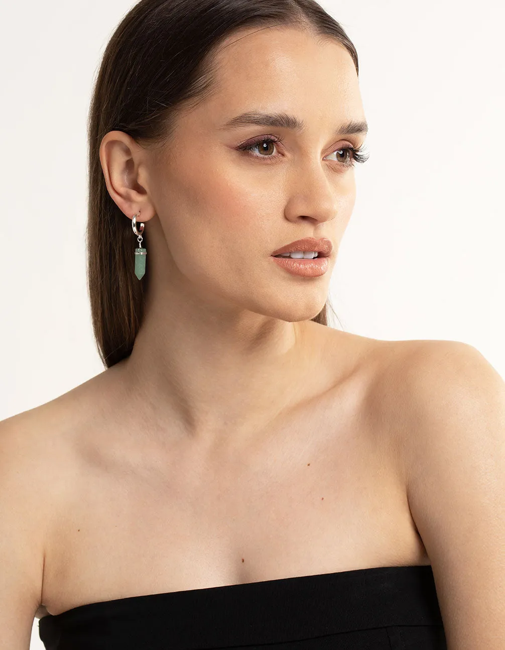 Green Fluorite Shard Hoop Earrings