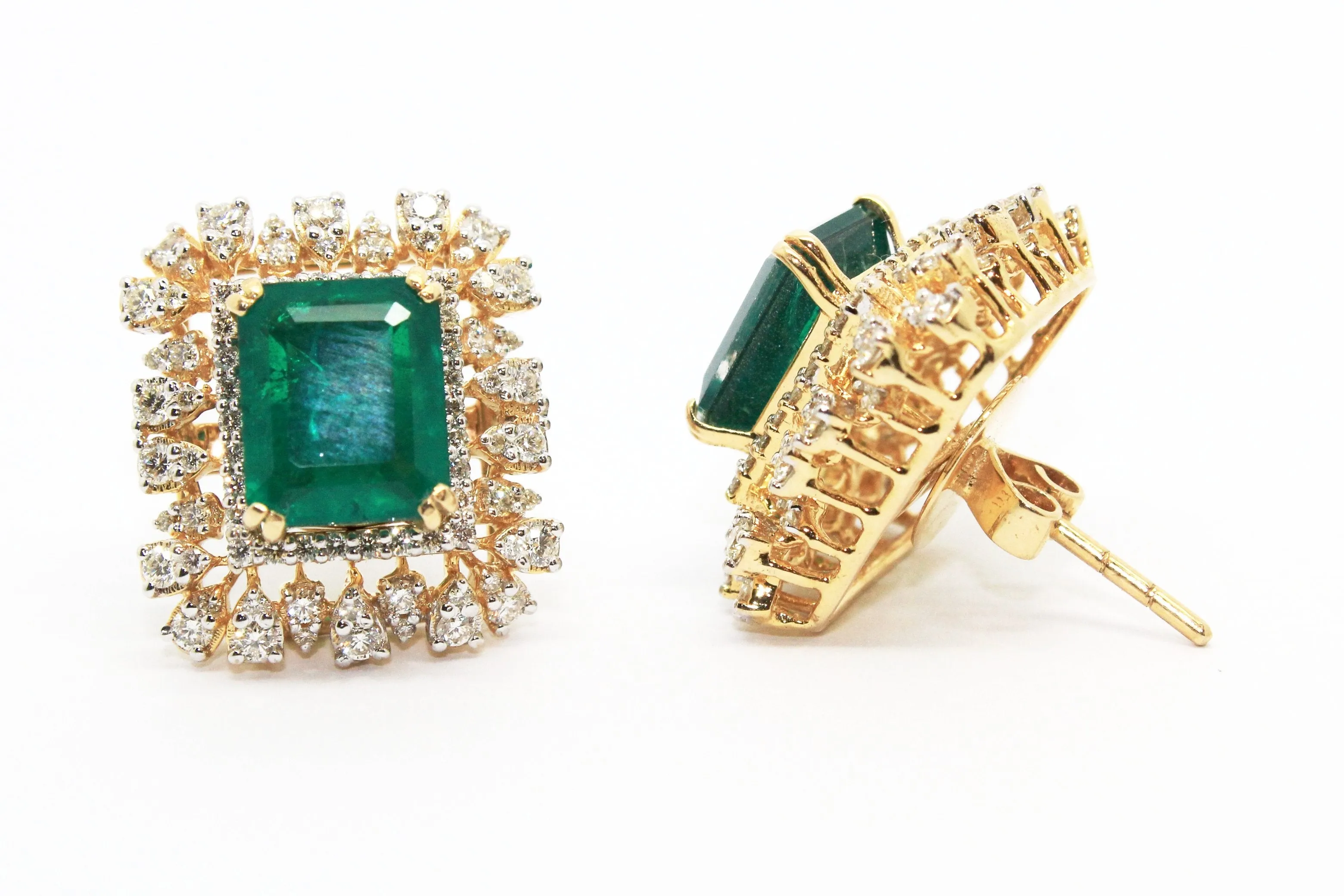GREEN HYDRO AND DIAMOND DOUBLE HALO EARRINGS AD NO.1555