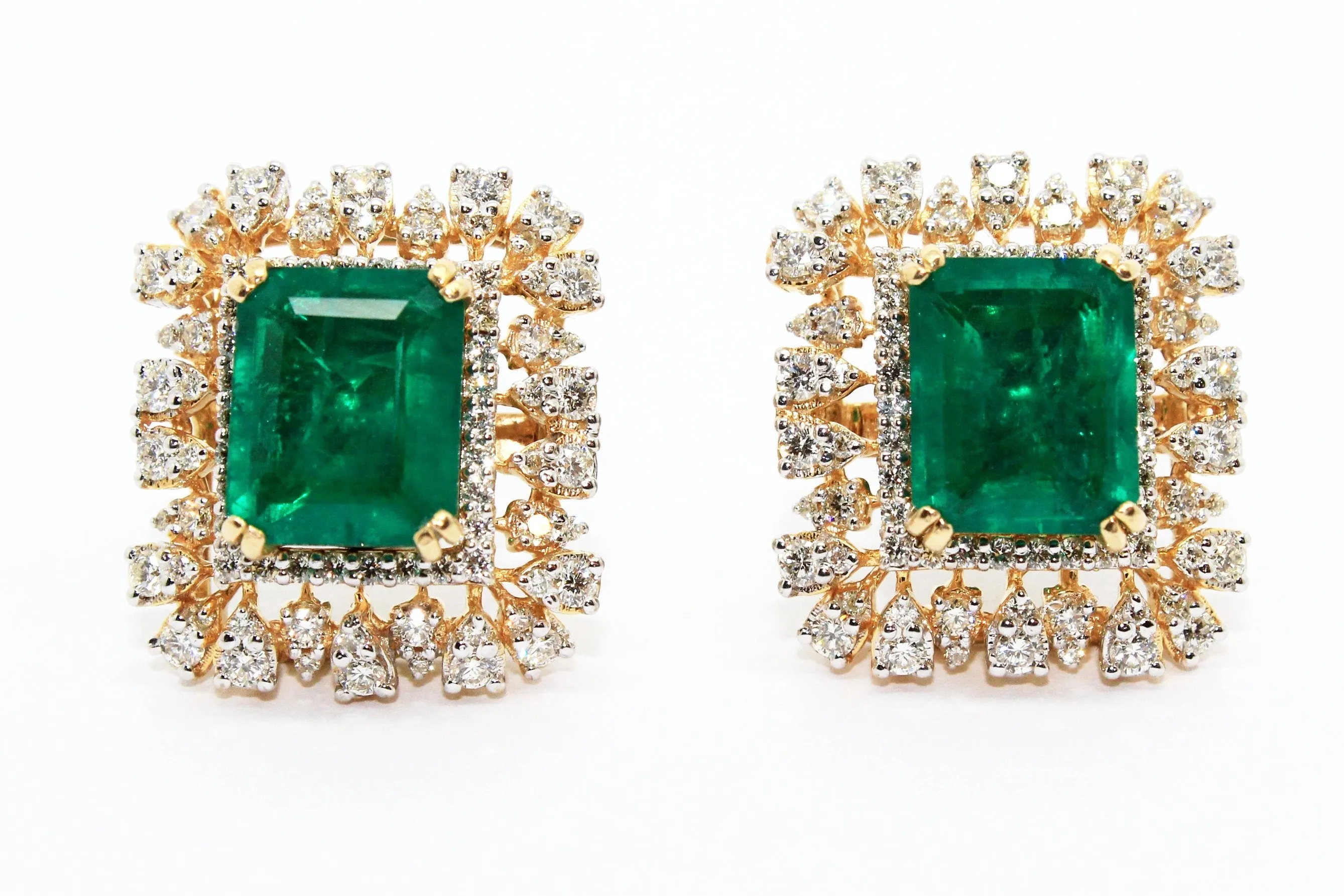 GREEN HYDRO AND DIAMOND DOUBLE HALO EARRINGS AD NO.1555