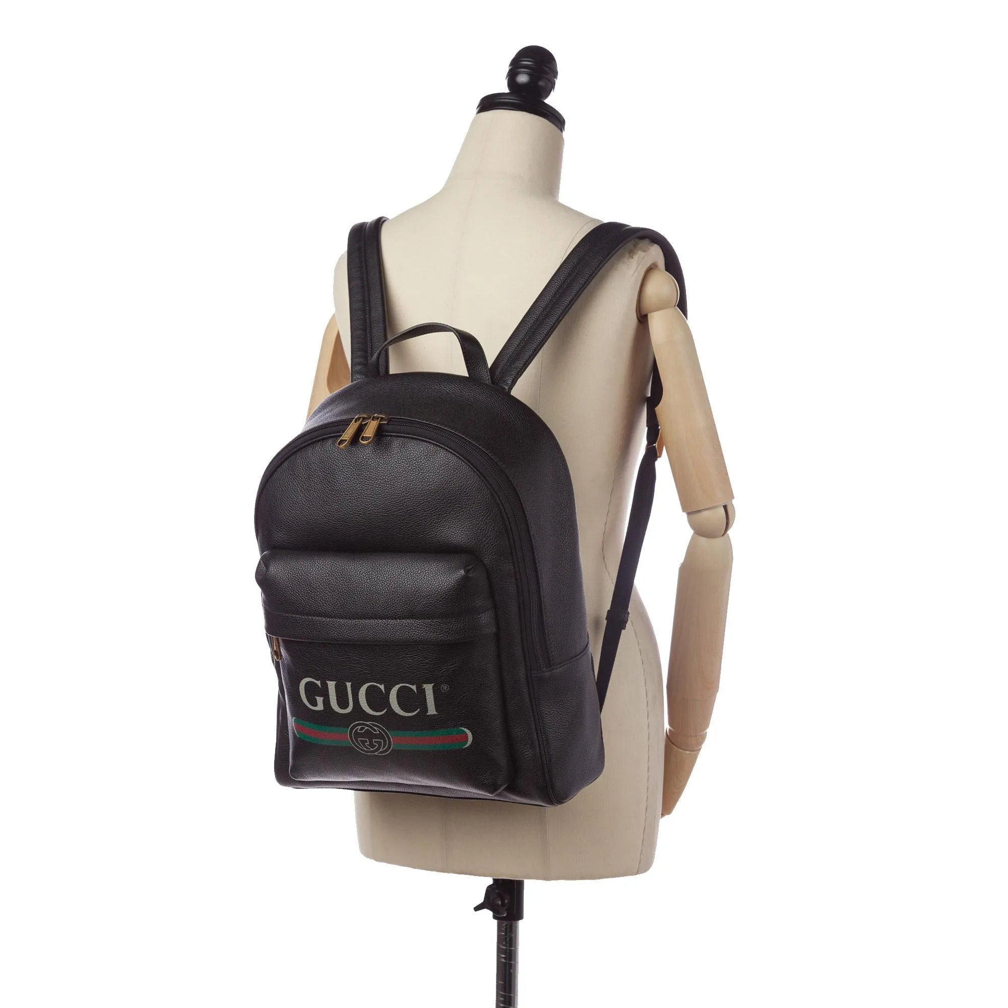 Gucci Logo Leather Leather Backpack