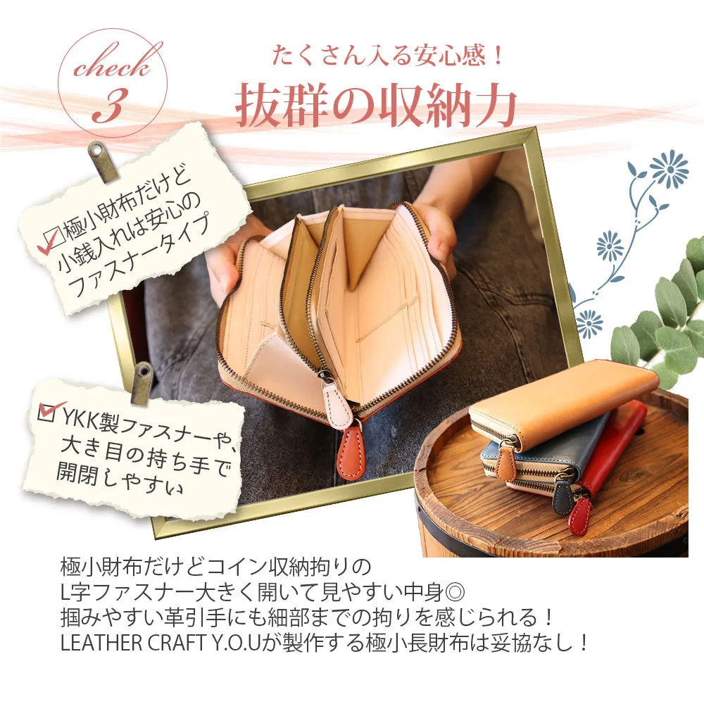 High Quality Tochigi Leather Compact Small Size Long Wallet, Handmade in Japan