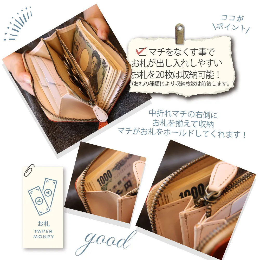 High Quality Tochigi Leather Compact Small Size Long Wallet, Handmade in Japan