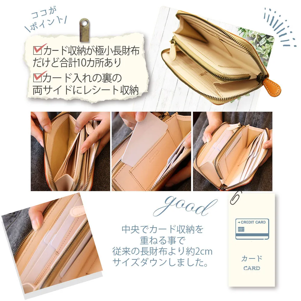 High Quality Tochigi Leather Compact Small Size Long Wallet, Handmade in Japan