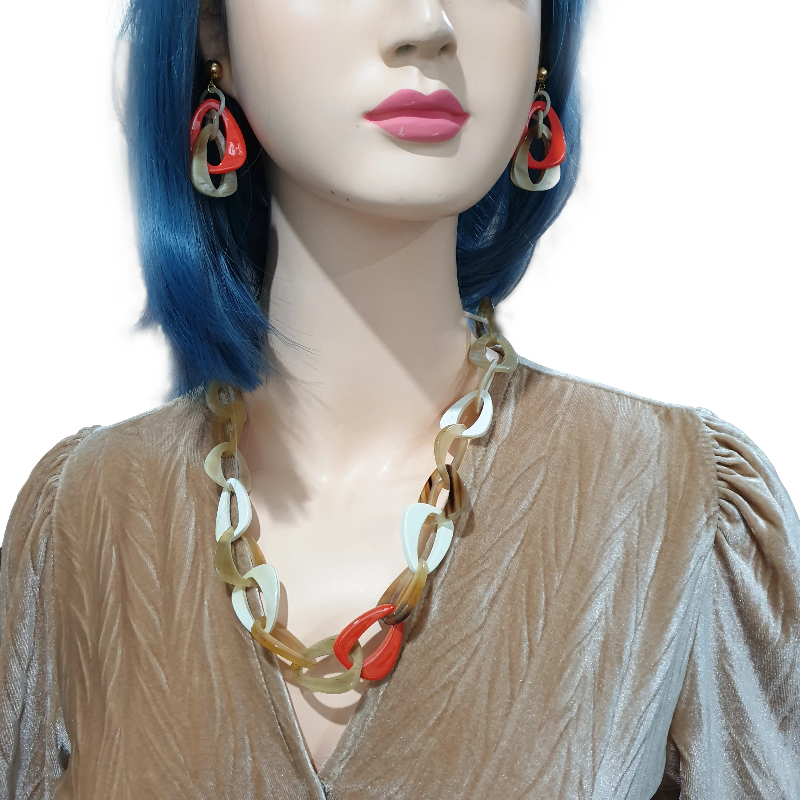 Jasmino Minimalist Spring 2022 Chain Link Necklace Made By Natural Buffalo Horn