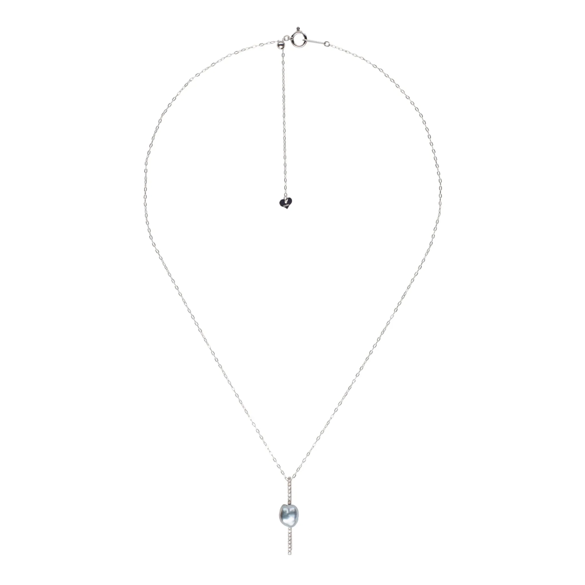 Keshi Pearl Diamond Bar Pendant