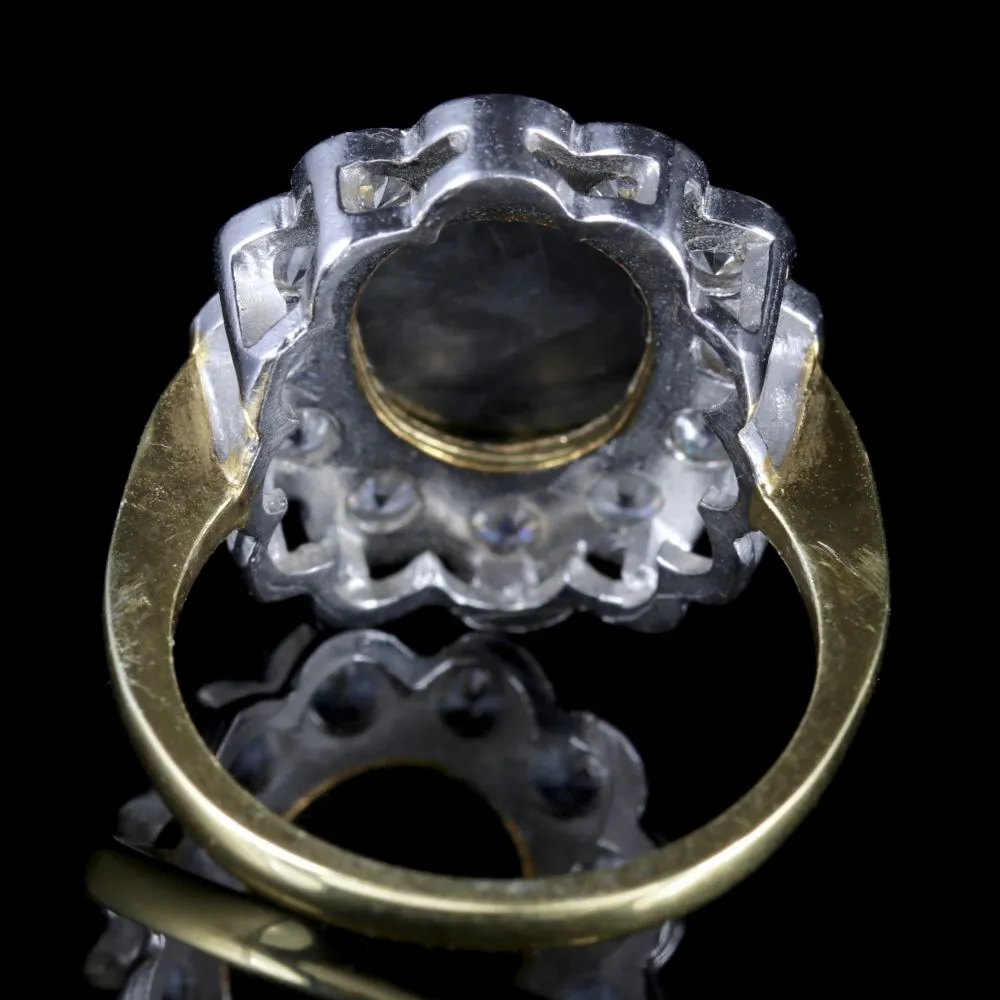 Large Black Opal Paste Ring 18Ct Gold Silver