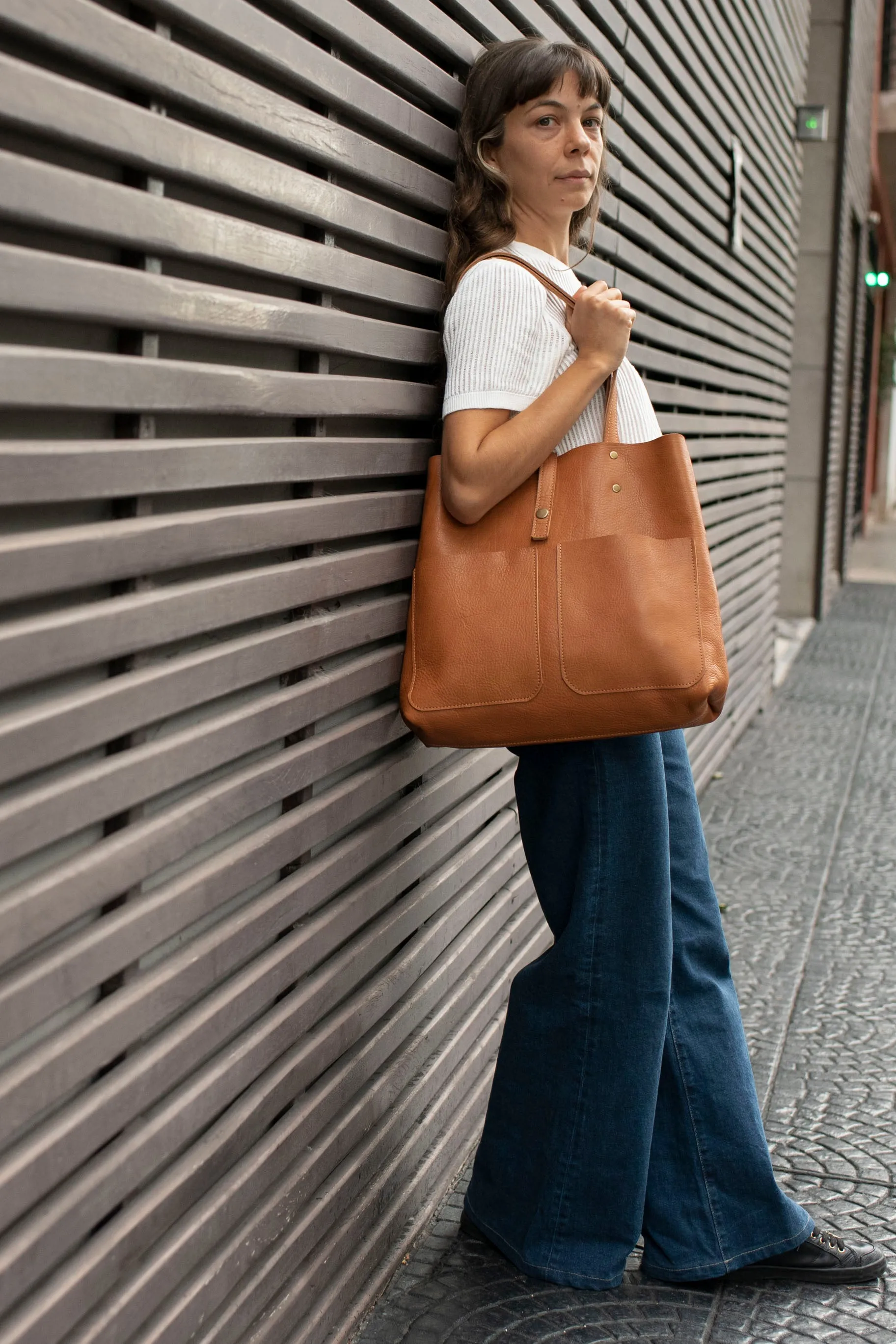 Leather tote bag - Jacarandá