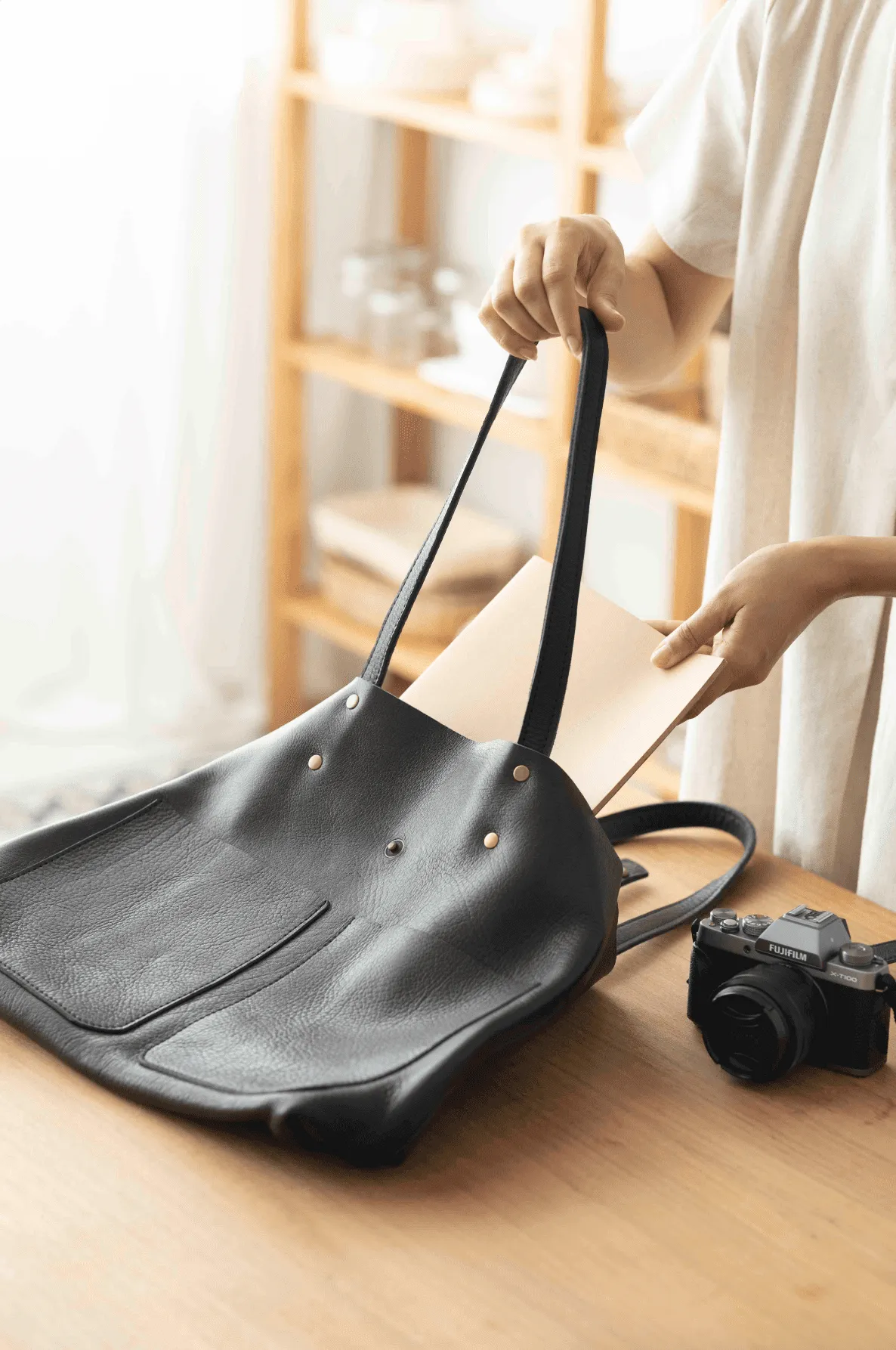 Leather tote bag - Jacarandá