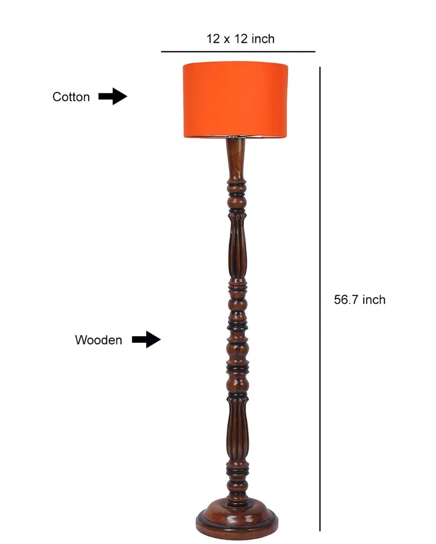 Luxurious Cotton Wooden Floor Lamp | 5 Feet