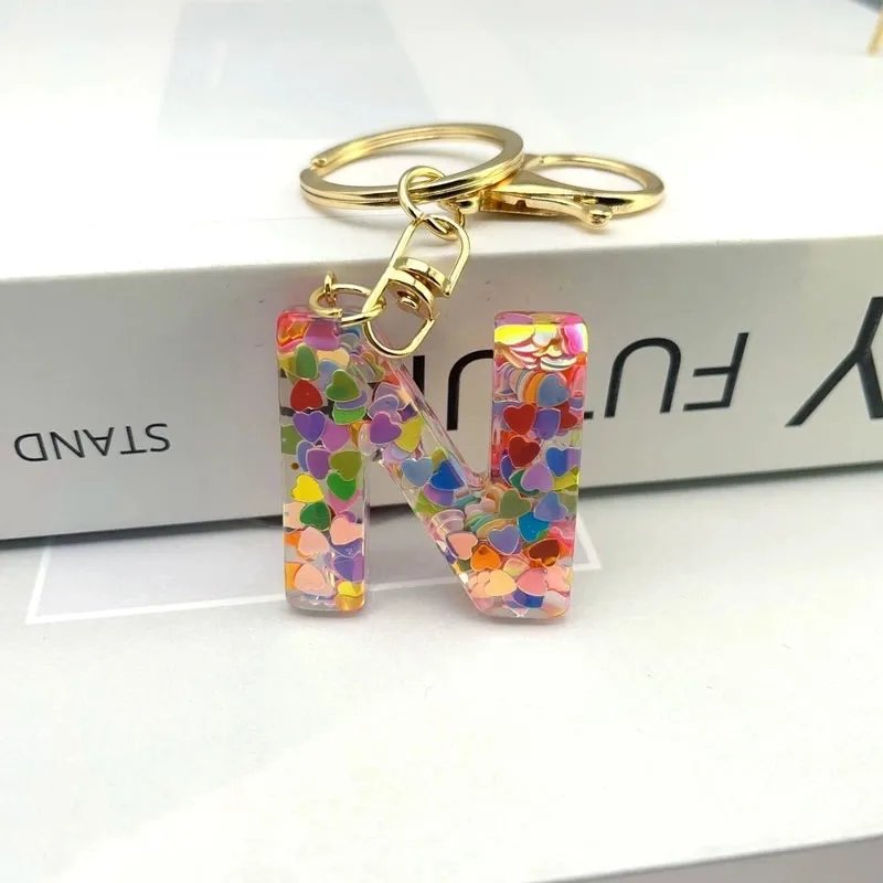 Luxurious Letter Colorful Arylic Unisex Bag Pendant Keychain