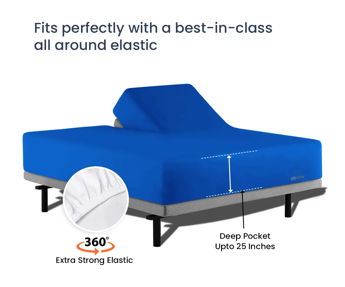 Luxurious Royal Blue Split Head Sheets - 600TC