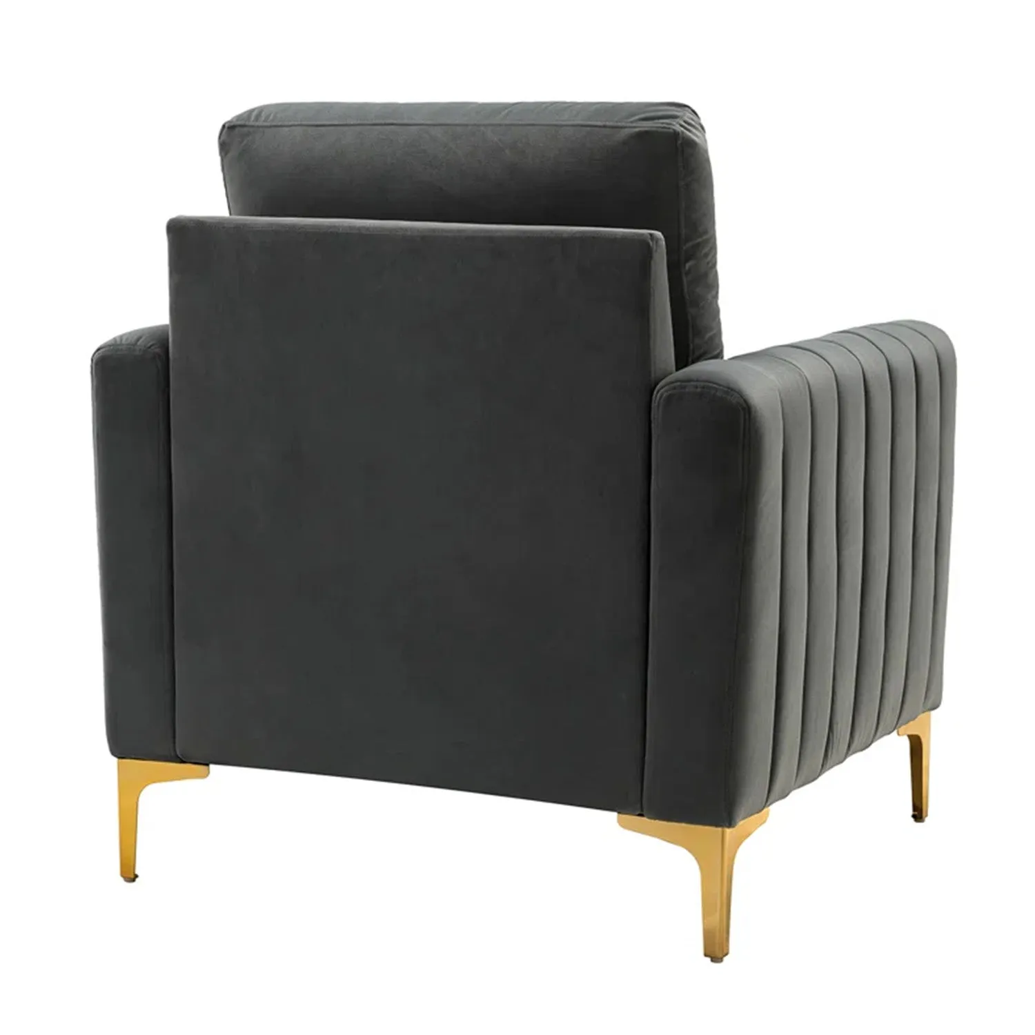 Luxurious Velvet Accent Chair Gold Grey
