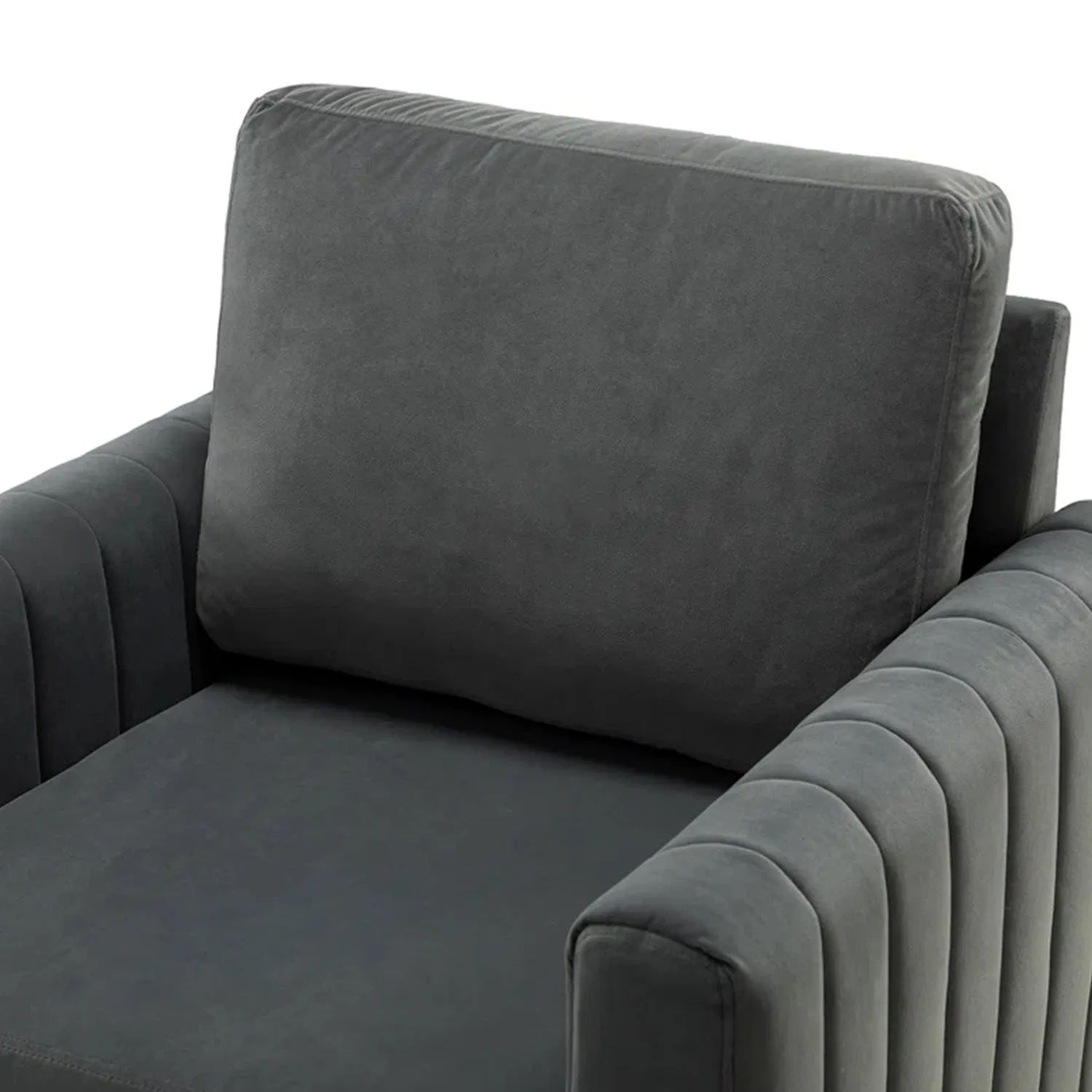 Luxurious Velvet Accent Chair Gold Grey