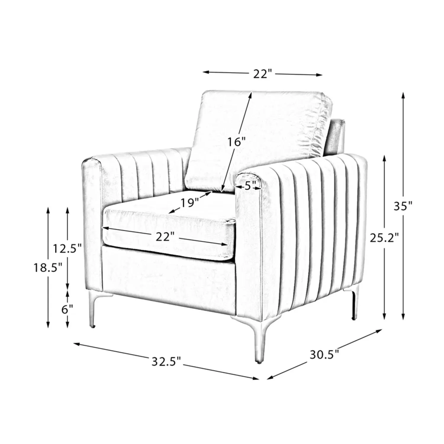 Luxurious Velvet Accent Chair Gold Grey