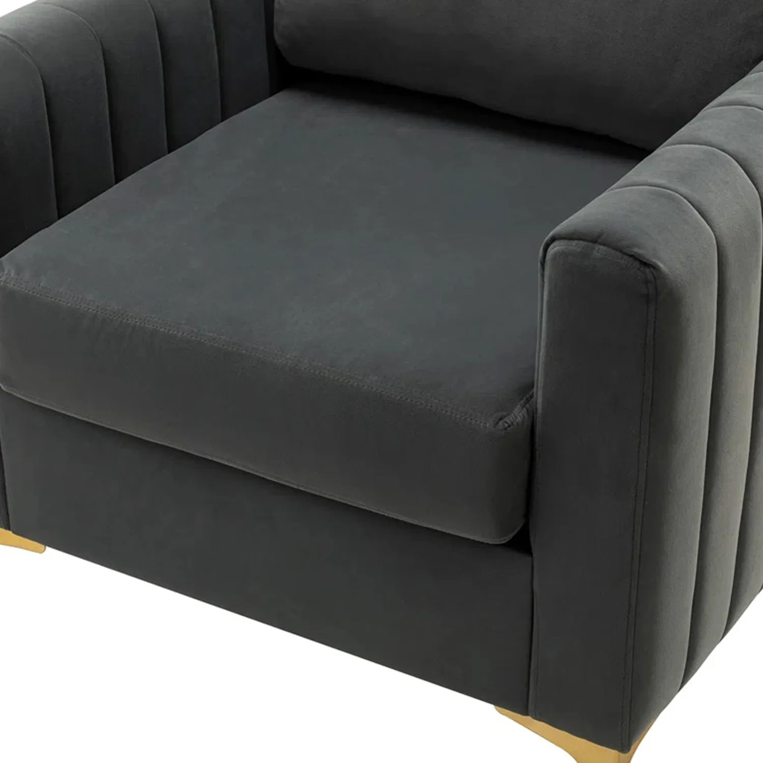 Luxurious Velvet Accent Chair Gold Grey
