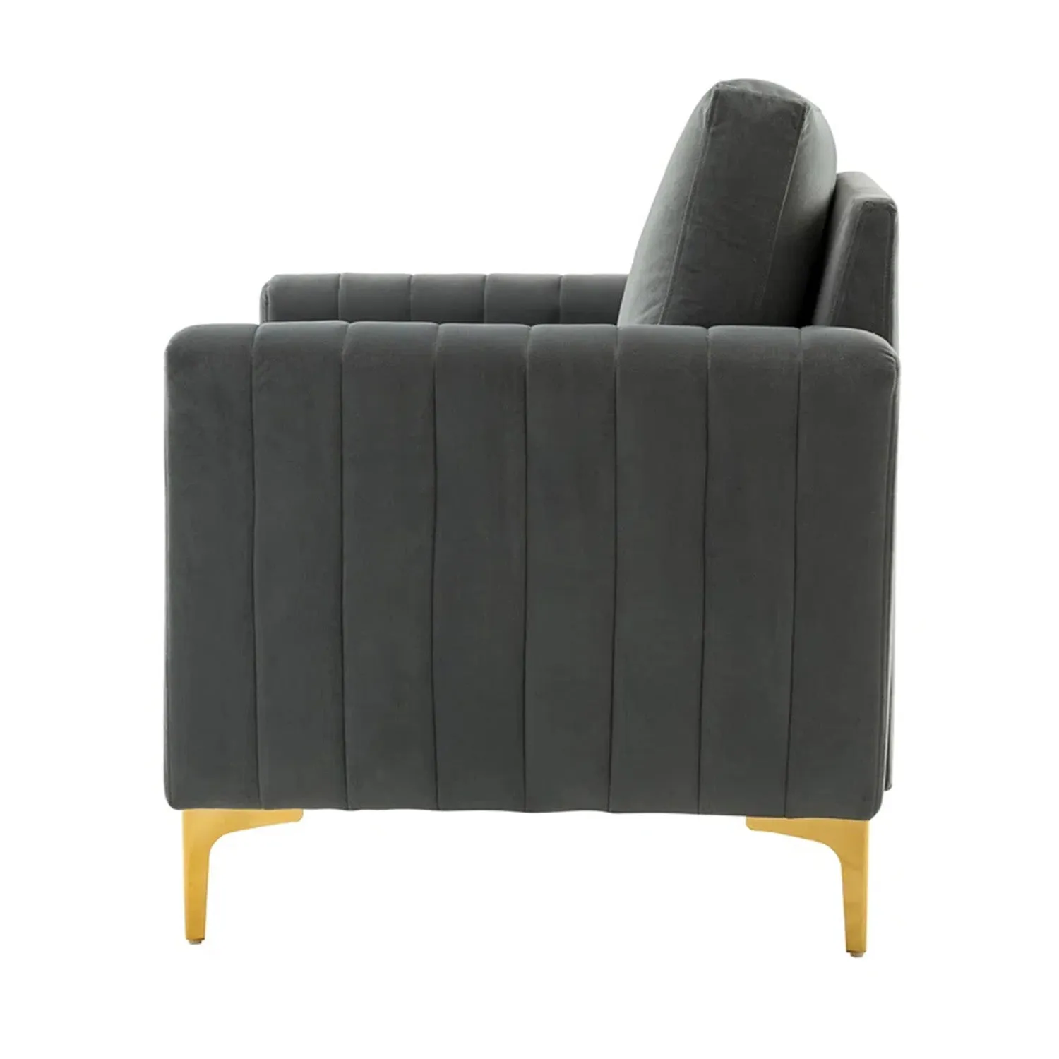 Luxurious Velvet Accent Chair Gold Grey