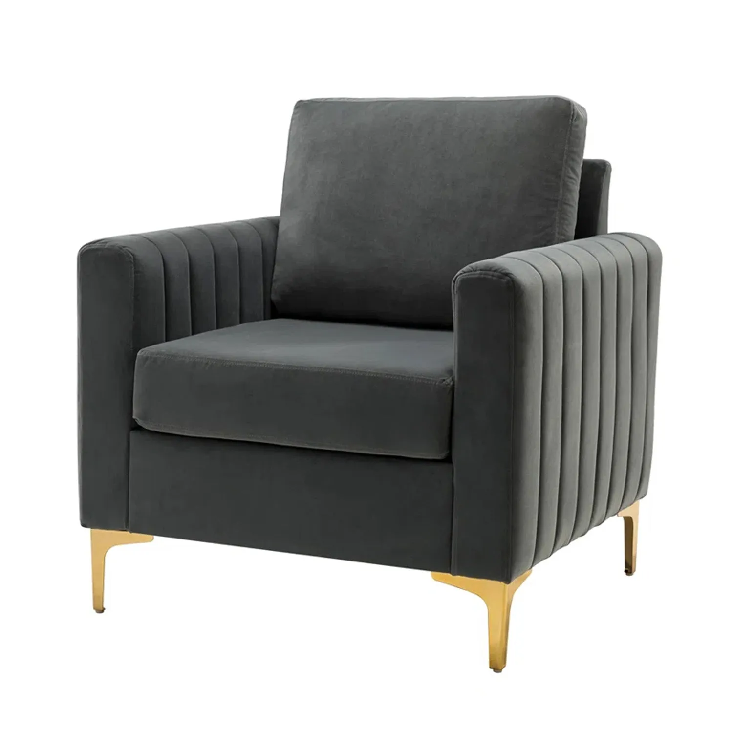 Luxurious Velvet Accent Chair Gold Grey