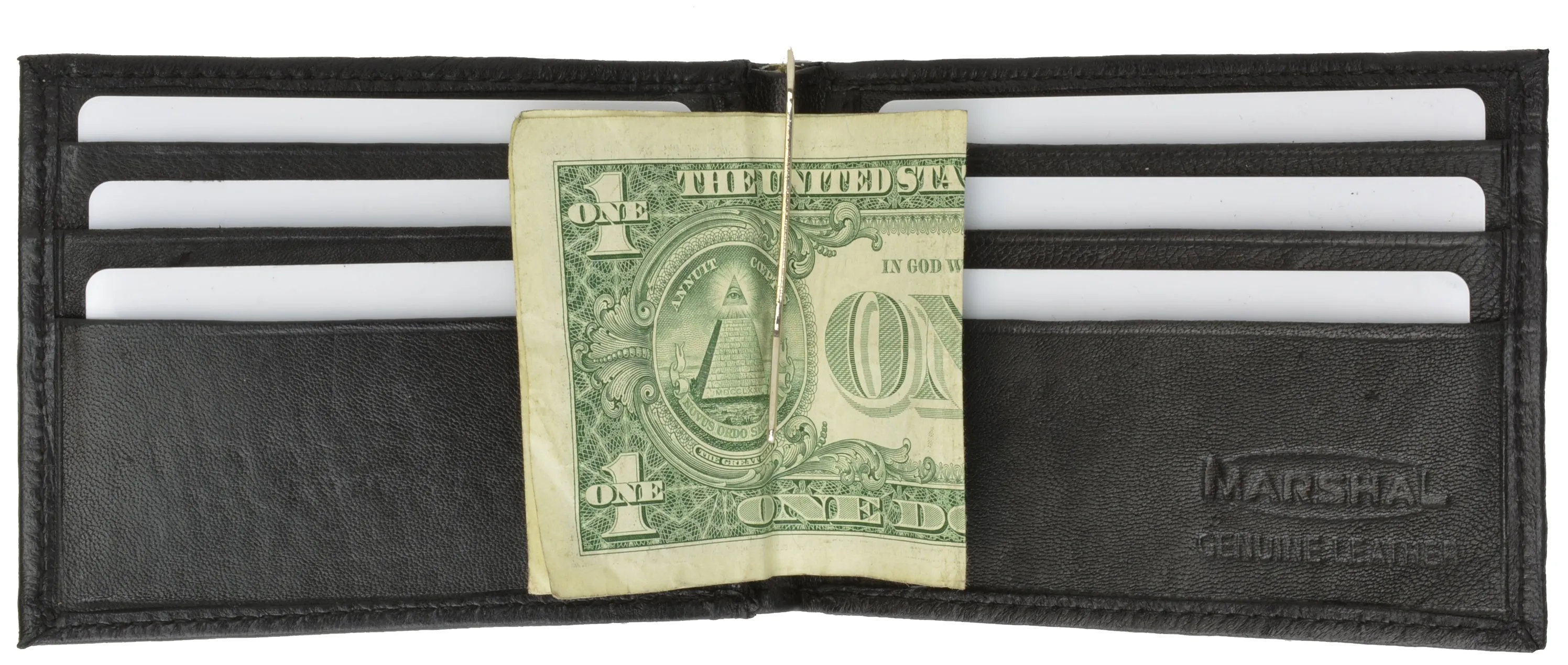 Men Slim Leather Bifold ID Credit Card Wallet with Removable Money Clip