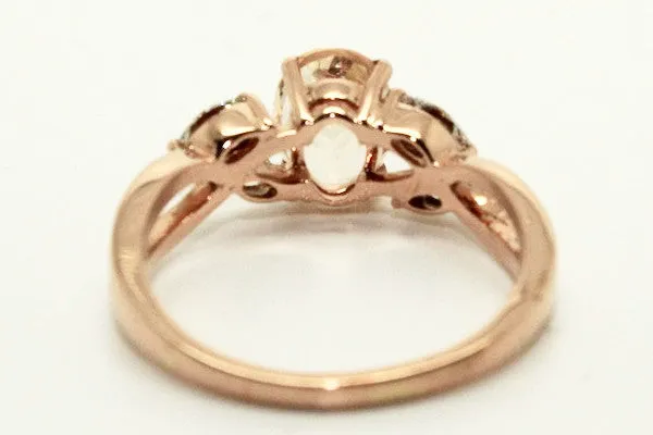 Morganite & Marquee Cut Diamond Ring AD No. 1079