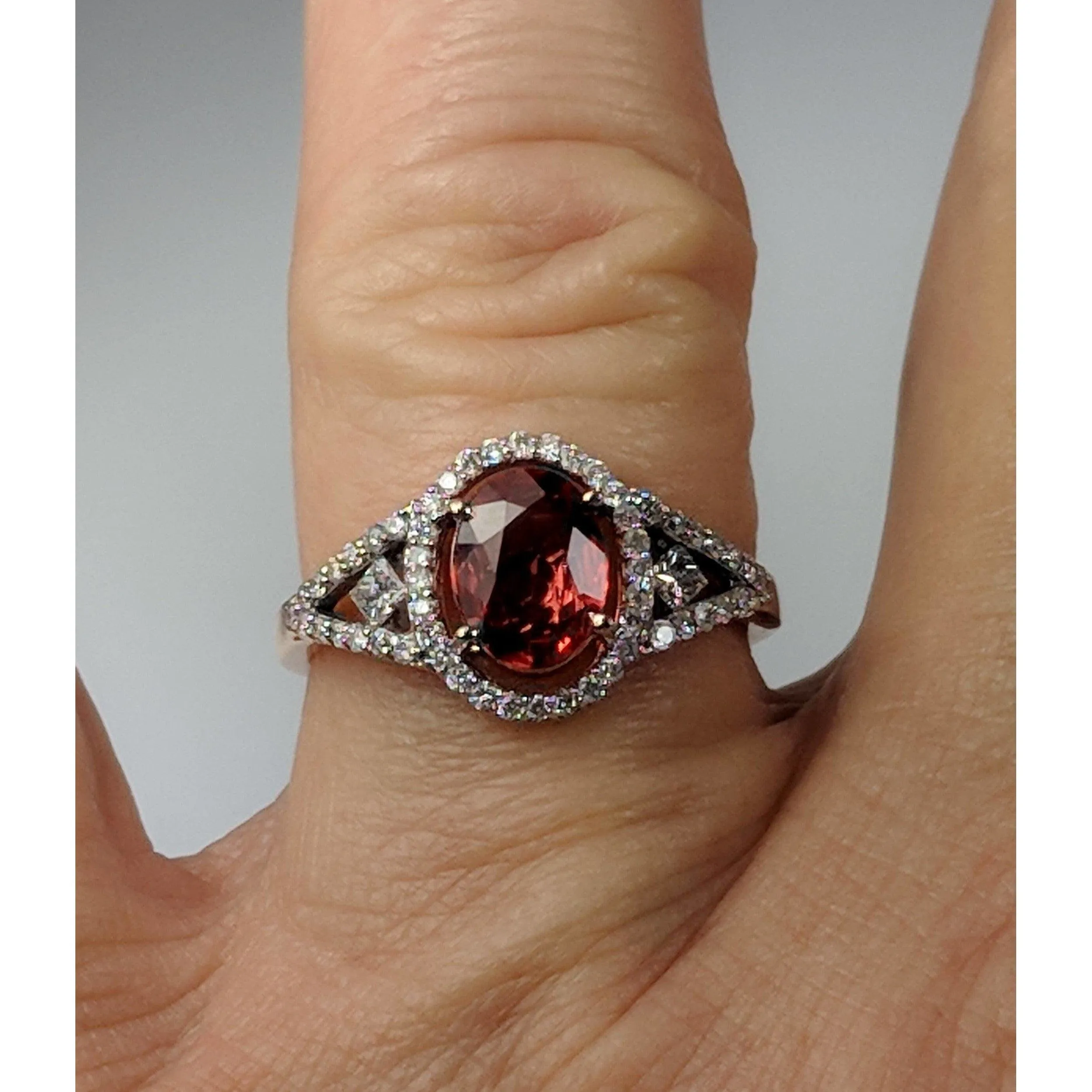 Natural Orange Sapphire Ring with .31cts Diamonds in 14K Rose Gold