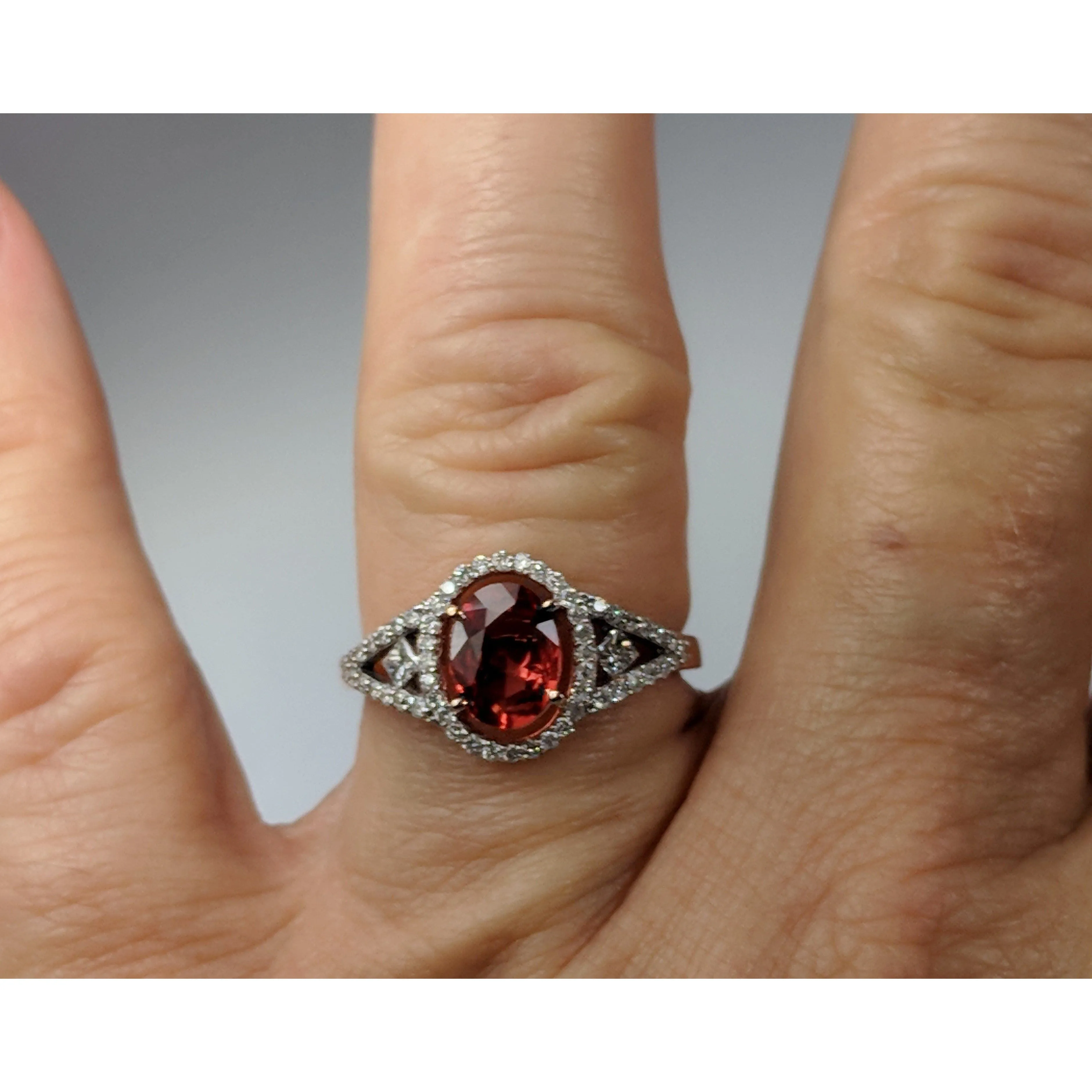 Natural Orange Sapphire Ring with .31cts Diamonds in 14K Rose Gold