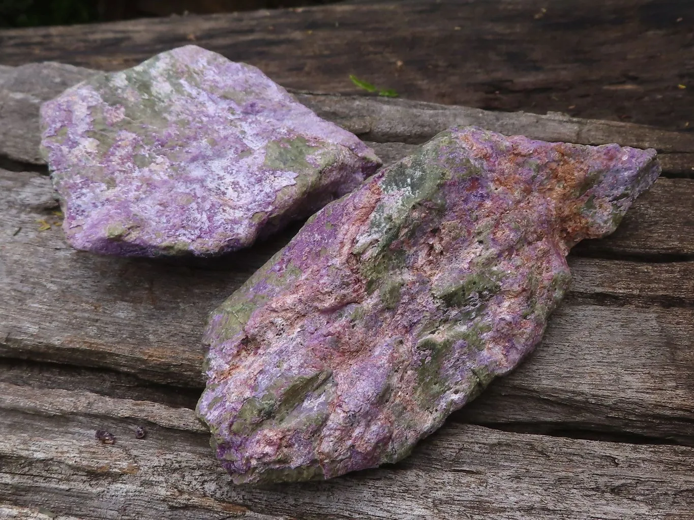 Natural Stichtite & Serpentine Specimens With Silky Purple Threads x 6 From Barberton, South Africa