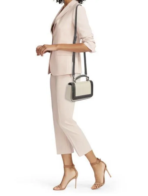 New $2495 Brunello Cucinelli Monili-Trimmed Leather Crossbody Bag Cream/Black