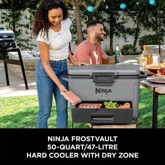 Ninja FB151UKGY FrostVault 50QT/47L Hard Drinks Cooler Box with Dry Zone, Slate Grey