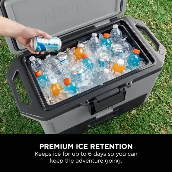 Ninja FB151UKGY FrostVault 50QT/47L Hard Drinks Cooler Box with Dry Zone, Slate Grey