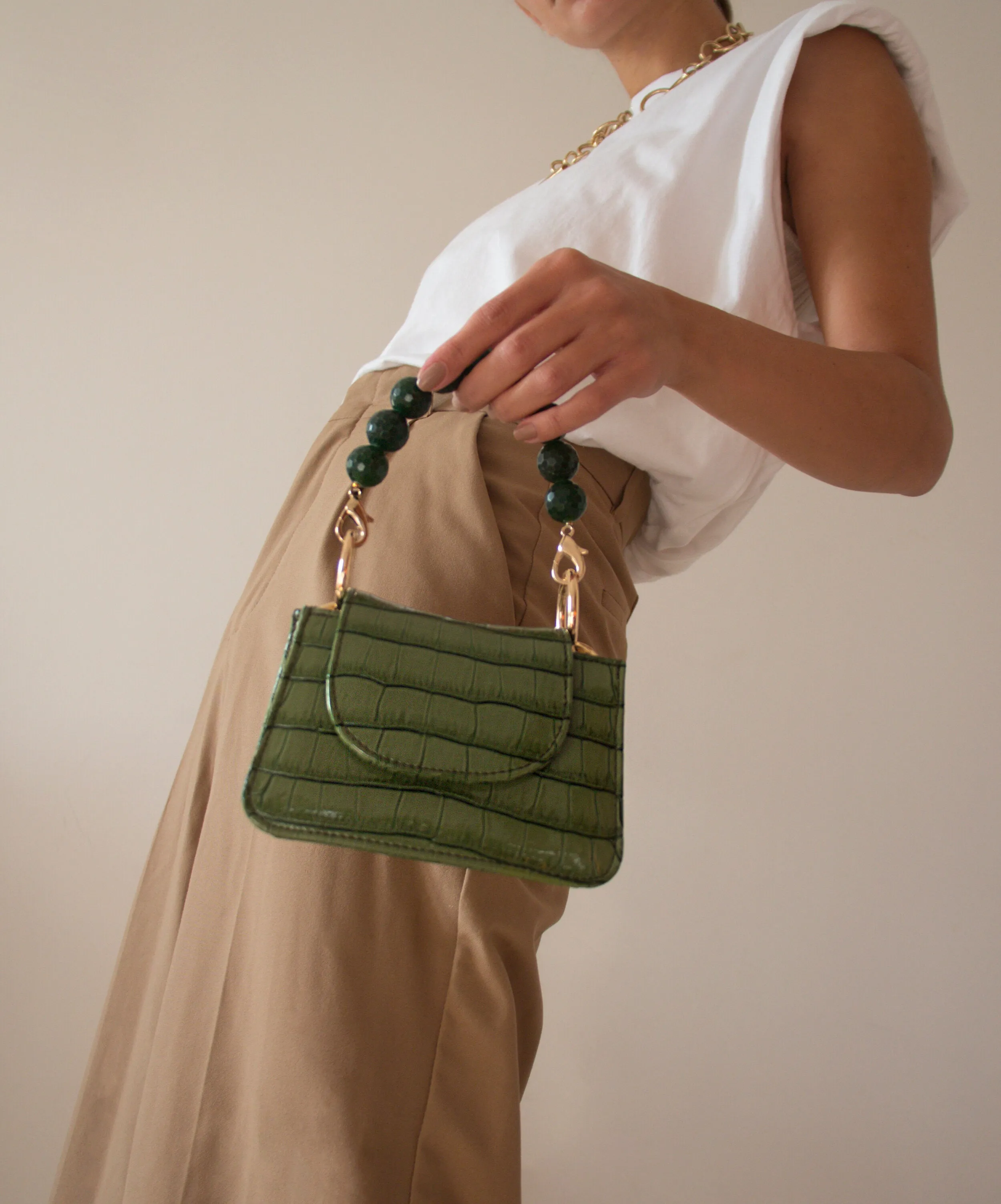 Olive Green Vegan Croc Horra Bag