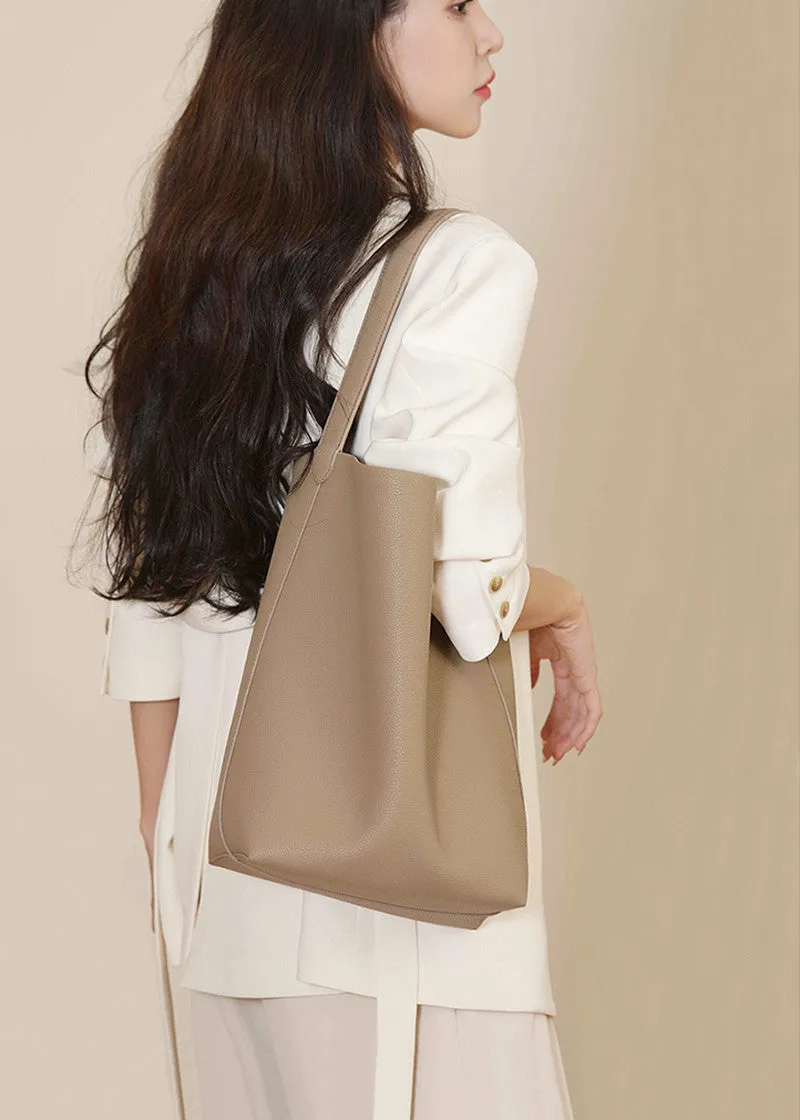 Pebbled Leather Single Belt Tote Bag